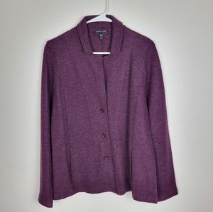 Eileen Fisher 100% merino wool button front cardigan sweater blazer size XS